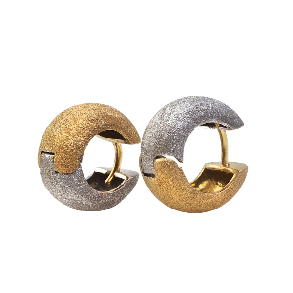 Reversible 18ct Gold Glitter Finish Earrings | Italian c.1960s - image 2