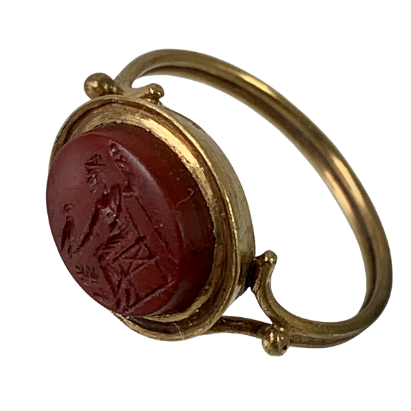 Ancient Roman intaglio in 1800 gold ring - image 1
