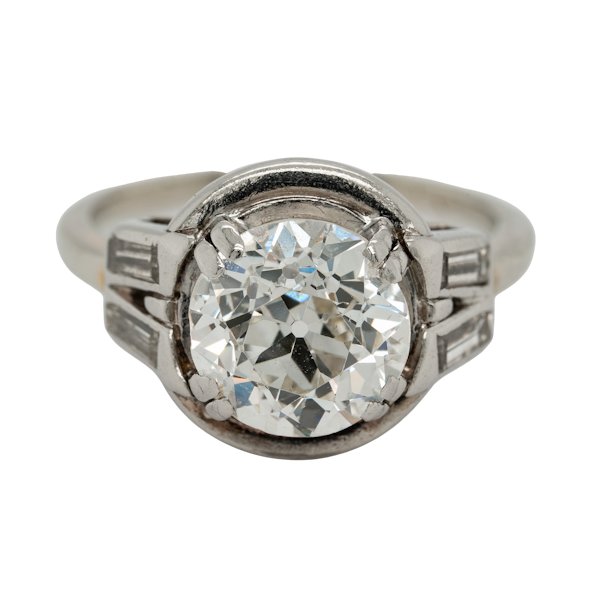 Diamond Art Deco solitaire ring in platinum - image 1