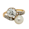 Pearl and diamond crossover  ring - image 1