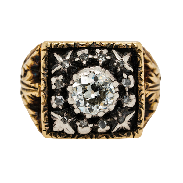 Antique diamond  gents/ladies signet ring - image 1