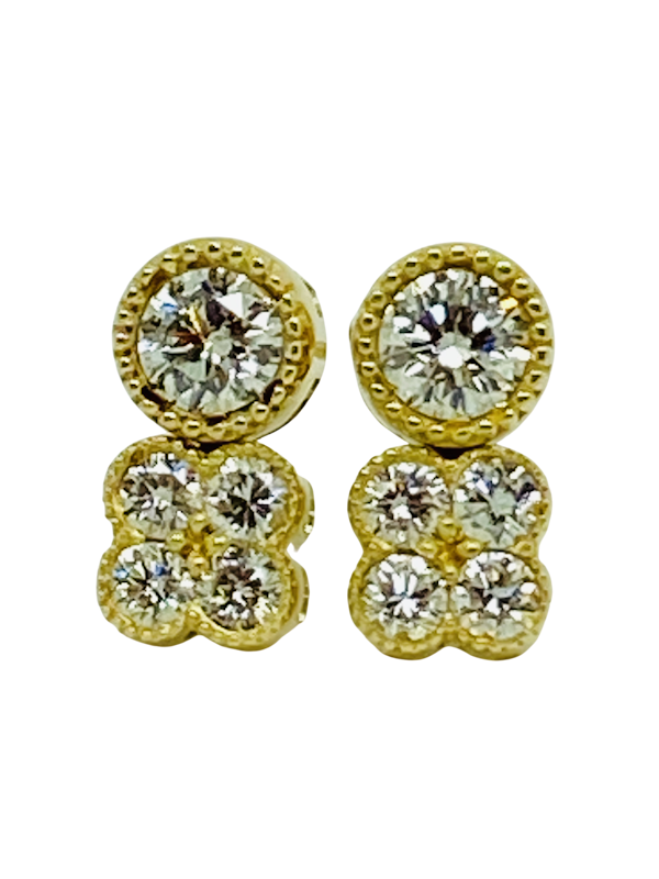 18K Yellow Gold 1.00ct Diamond Earrings - image 3