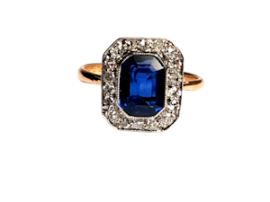 Edwardian sapphire and diamond engagement ring DBGEMS