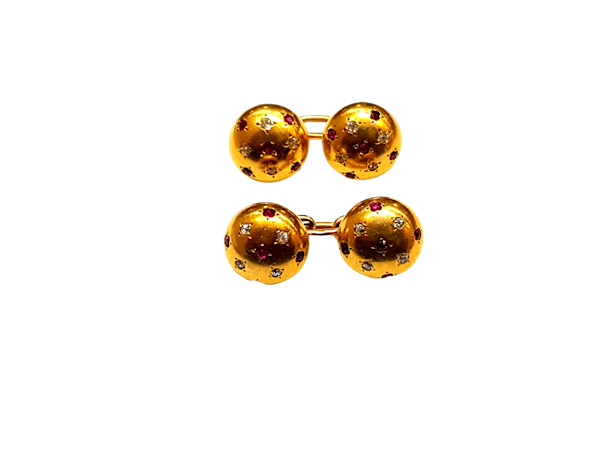 Pair of ruby and diamond gold cufflinks  DBGEMS - image 1