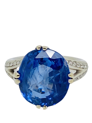18K white gold, 12.19ct Natural Blue Sapphire Ring