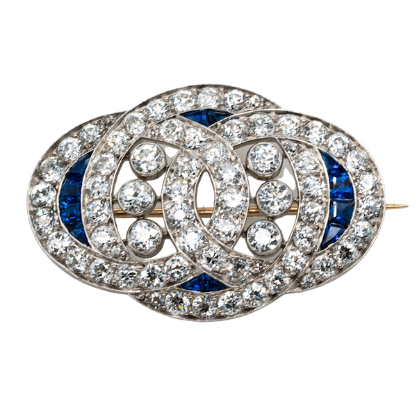 Art Deco Sapphire and Diamond Brooch  DBGEMS - image 1