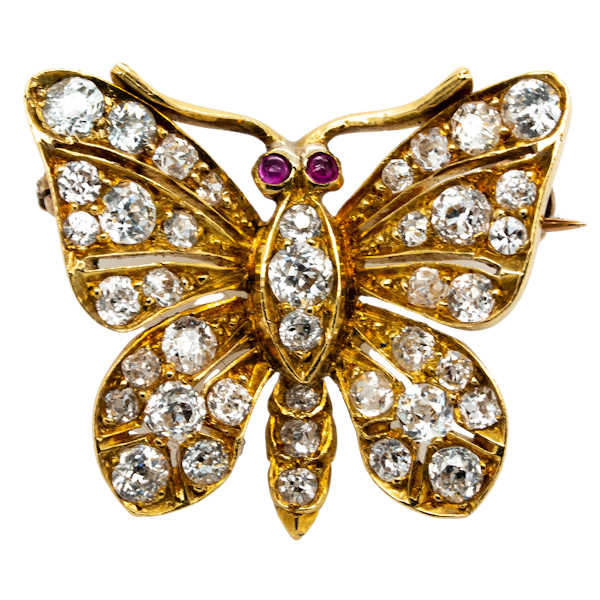 Antique Diamond Butterfly Brooch  DBGEMS - image 1
