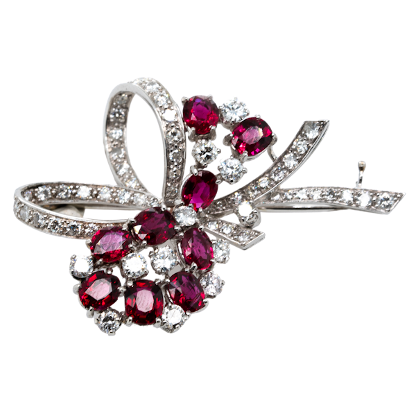 Ruby and Diamond Brooch By Collingwood of London  DBGEMS - image 1
