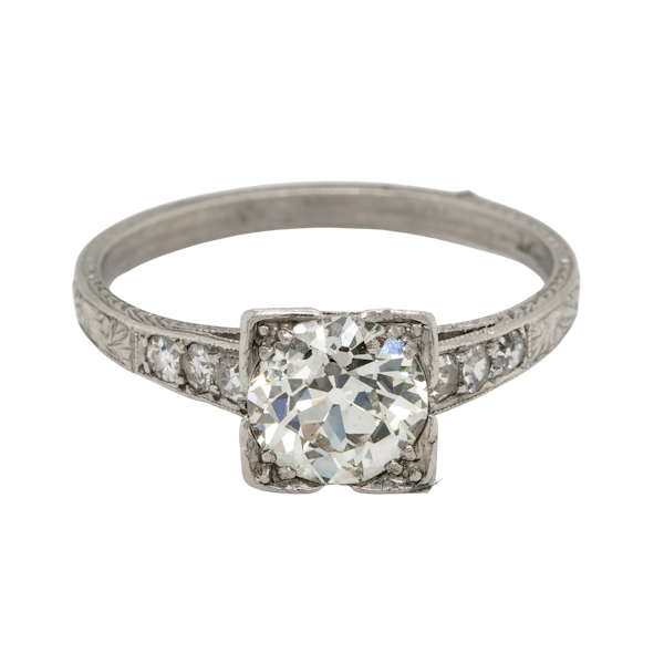 Art Deco Geometric Diamond Engagement Ring  DBGEMS - image 1