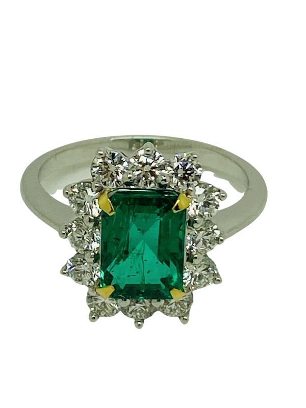 18K white gold 1.92ct Natural Emerald and 0.96ct Diamond Ring - image 1