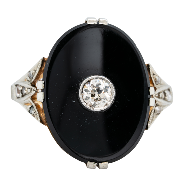 Art Deco Onyx and Diamond Ring - image 1