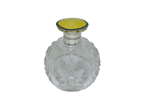 An antique enamel and silver English cologne bottle - image 1
