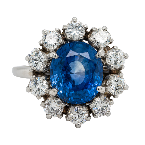 A Sapphire and Diamond Cluster Ring Offered by The Gilded Lily - image 1