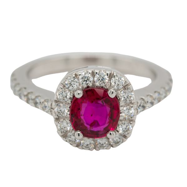 Ruby and diamond cluster ring - image 1