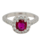 Ruby and diamond cluster ring - image 1