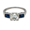 Art Deco 3 stone diamond and sapphire  ring - image 1
