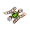 Demantoid green garnet and  diamond crossover ring. - image 1