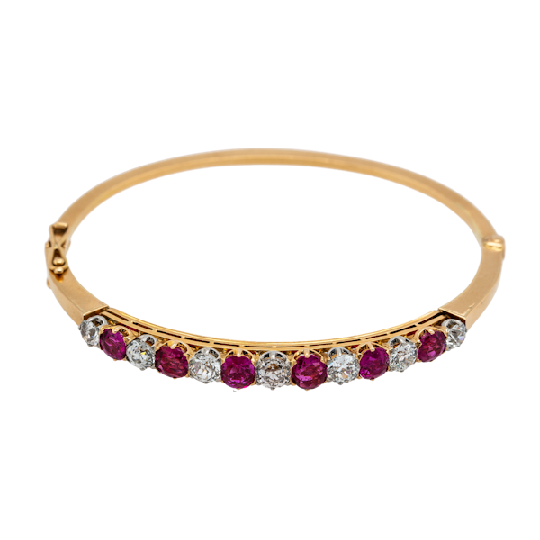 Victorian Burma ruby and diamond bangle. Certificated - image 1