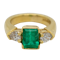 Emerald and diamond  3 stone ring - image 1