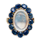 Moonstone and sapphire cluster ring - image 1