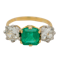 Emerald and diamond 3 stone ring - image 1