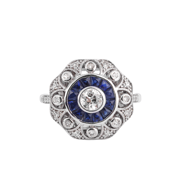 White Gold, Diamond and Sapphire Ring - image 1