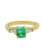 18K yellow gold 0.90ct Natural Emerald and 0.20ct Diamond Ring - image 1