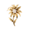 Gold Flower Brooch with Pearls - image 1