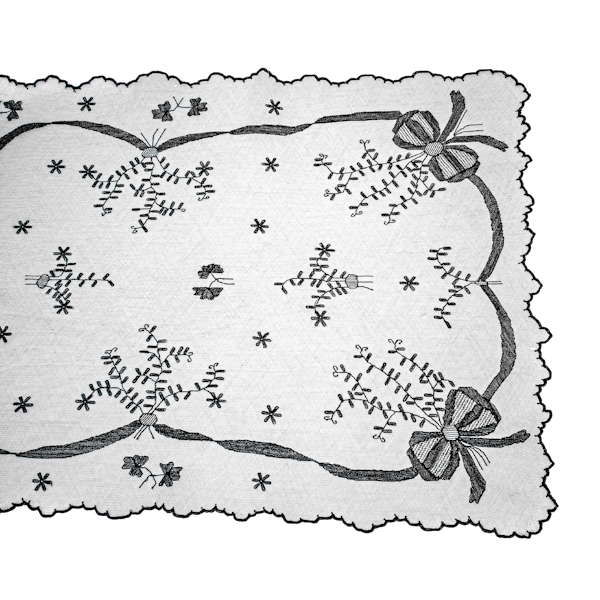 Black and white embroidered net stole - image 1