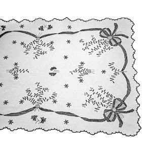 Black and white embroidered net stole