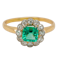 Emerald and diamond Art Deco round cluster ring - image 1