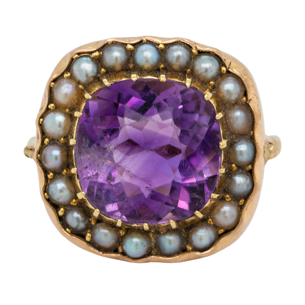 Amethyst and Pearl ring - image 1