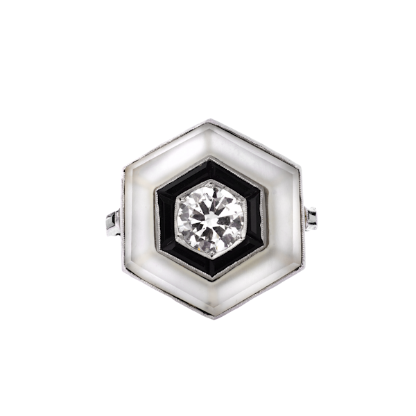 Art Deco Platinum and Diamond Ring - image 1
