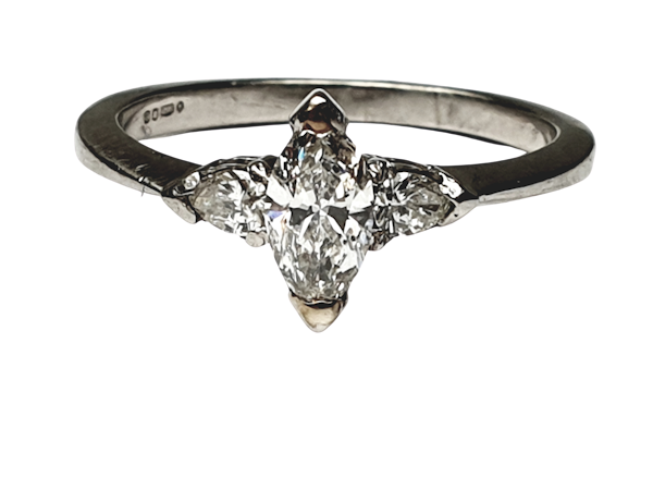 Marquise and pear shaped diamond engagement ring  DBGEMS - image 1