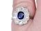 Antique sapphire and diamond cluster engagement ring - image 1