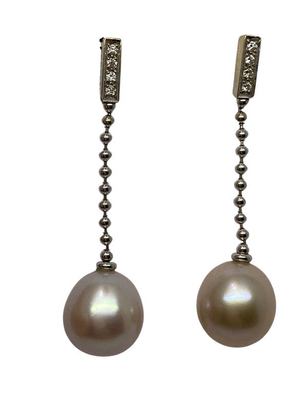 "Boodles" 18K white gold Diamond and Pearl Earrings - image 1