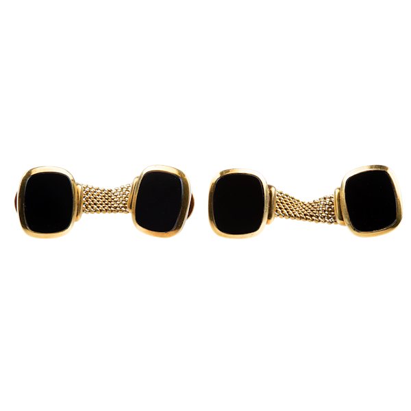 Vintage Meister “Around the Cuff” Links with Onyx set in 18 Karat Yellow Gold, Swiss circa 1950. - image 1