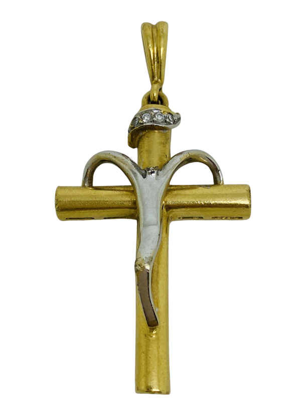 18K yellow gold Diamond Cross Pendant - image 1
