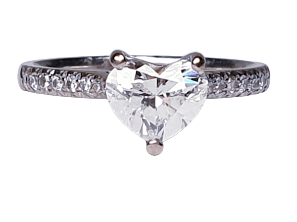 Heart shape F colour Flawless diamond engagement ring  DBGEMS - image 1