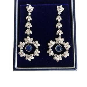 Art Deco Diamond and Sapphire Drop Earrings