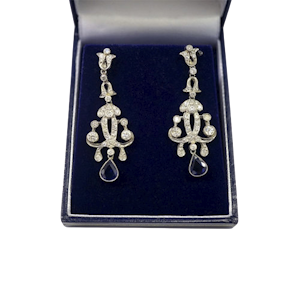 Art Deco Diamond Sapphire Earrings