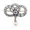 Victorian diamond natural pearl snake brooch - image 1