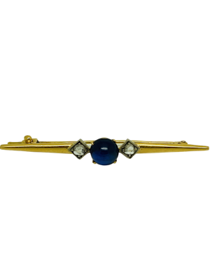 yellow gold Blue Sapphire and Diamond Tie Pin