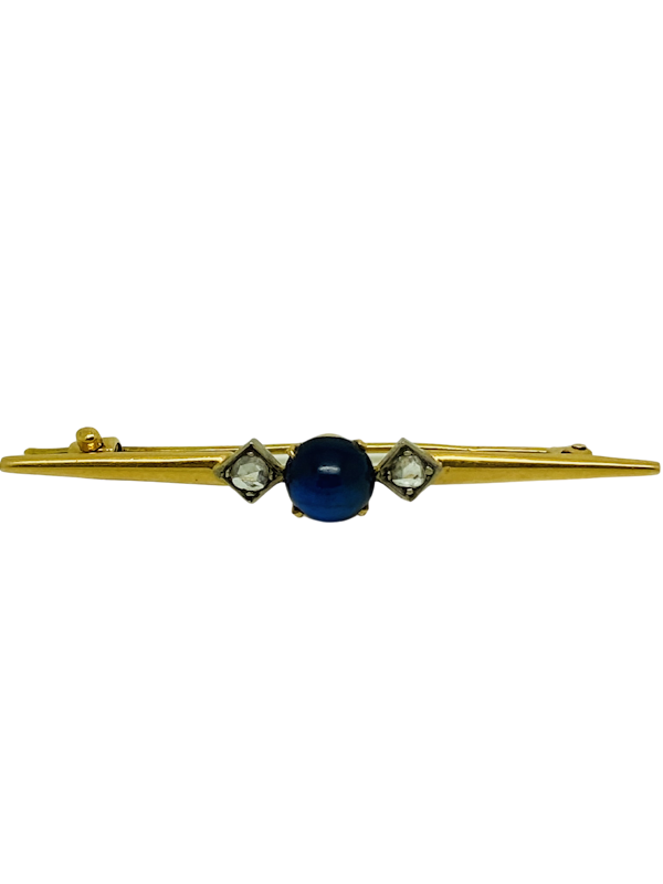 yellow gold Blue Sapphire and Diamond Tie Pin - image 1