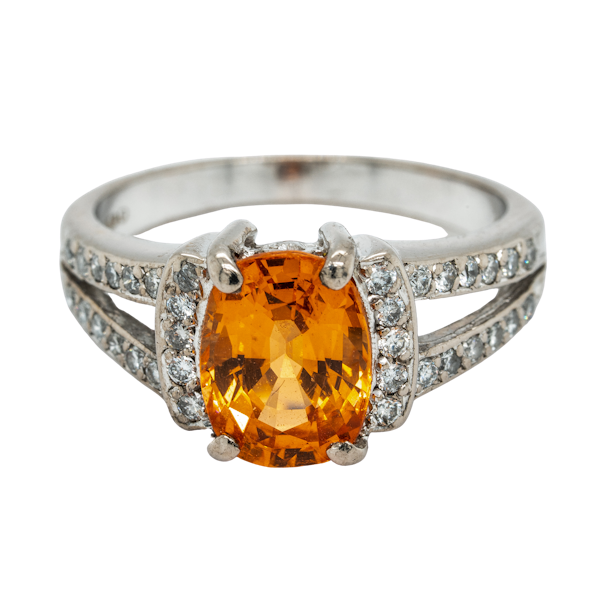 Fire opal and diamond cluster ring - image 1