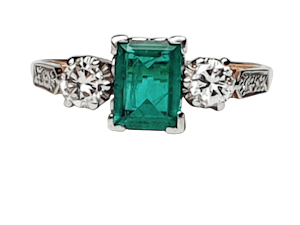 Emerald and Diamond Engagement Ring DBGEMS