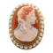 Hardstone Cameo Brooch Cornelian with Natural Pearls - image 1