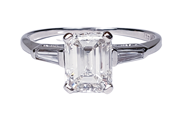 1.42ct emerald cut diamond engagement ring  DBGEMS - image 1