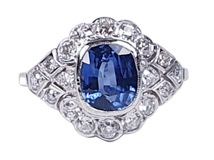 Geometric Sapphire & Diamond Engagement Ring DBGEMS
