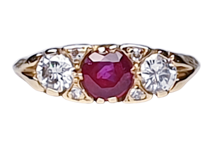 Ruby and Diamond Carved Half Hoop Ring DBGEMS